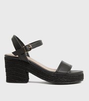 New Look Wide Fit Black Espadrille Block Heel Platform Sandals